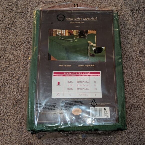 NEW Trim A Home Satin Stripe Soil Release Water Repellent 60"x102" Tablecloth - Picture 3 of 3